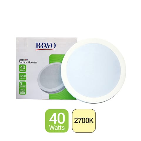 بانل ليد دائري خارج الديكور مطري 40وات - لون اصفر- 3200 لومن - 29.2سم - ماركة برافو