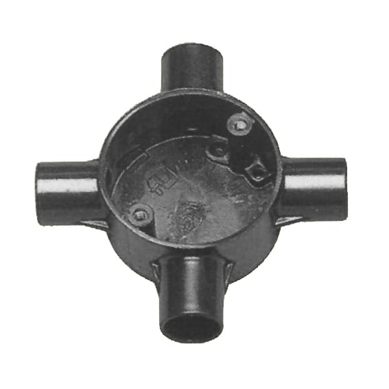 بوكس مدور  بلاستيك  (PVC)  بي في سي 4 فتحة  20مم لون  أسود  عدساني<br>كمية الكرتون : 12 قطعة