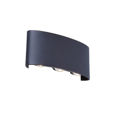 إضاءة حائط اتجاهين مطري - 6*1 وات - لون اصفر- 450 لومن -  ألومنيوم - أسود