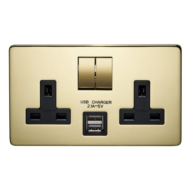 بلاك 13 امبير ذهبي مجوز مع يو اس بي - (كرابتري بلاتينيوم) 7316USB/PB