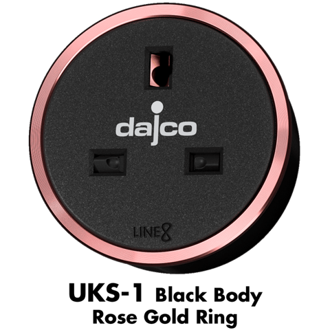 محول Dajco البريطاني المميز - UKS-1 جسم أسود، خاتم ذهبي وردي - UKS-1BlackRG-DAJCO