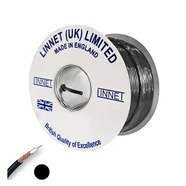 كيبل&nbsp;ستالايت&nbsp; -&nbsp;( RG6 75Ohms)&nbsp;- (150 م) (940003) اسود - لينيت