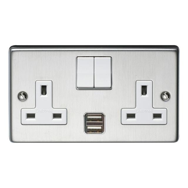 سويتش سوكيت 13 امبير مجوز  مع مخرجين USB لون فضي